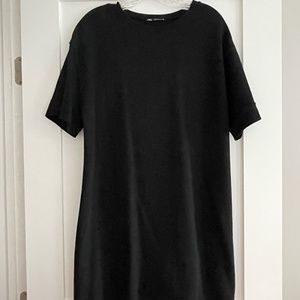 Zara Black Cotton Knit Shift Dress